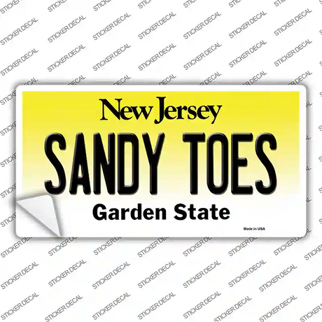 Sandy Toes New Jersey Novelty Sticker Decal
