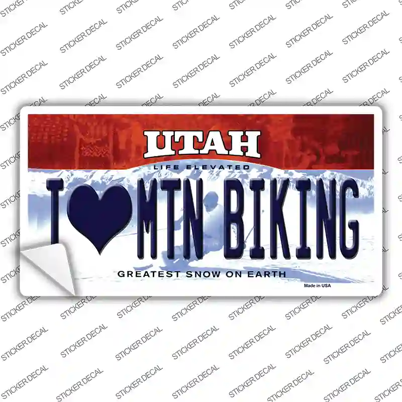 I Love Mtn Biking Utah Novelty Sticker Decal