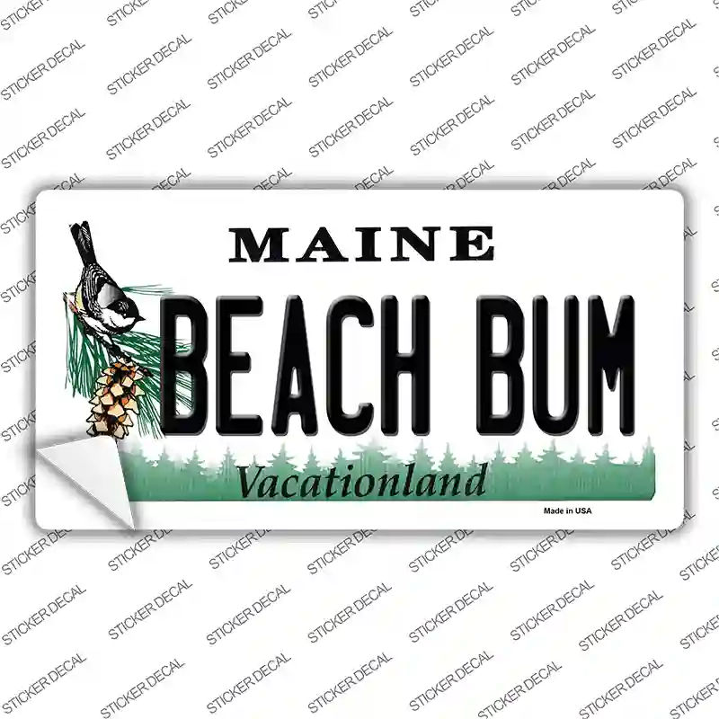 Beach Bum Maine Novelty Sticker Decal