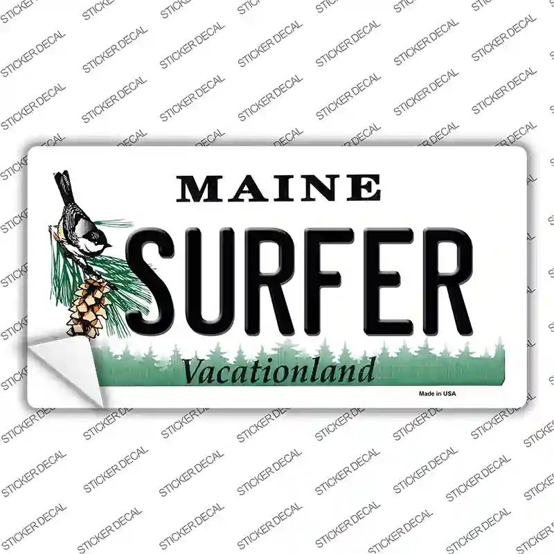 Surfer Maine Novelty Sticker Decal