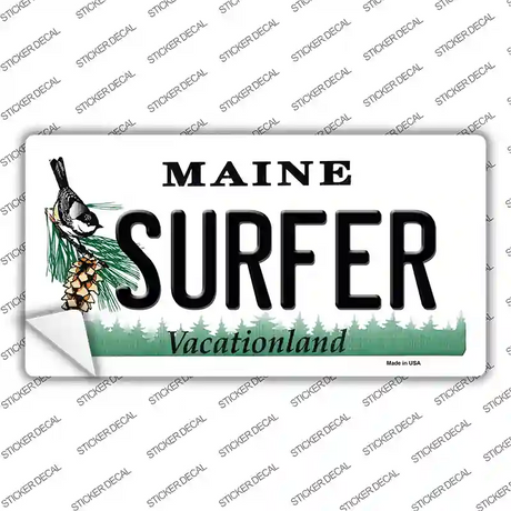 Surfer Maine Novelty Sticker Decal