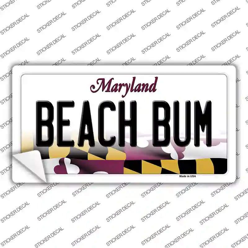 Beach Bum Maryland Novelty Sticker Decal