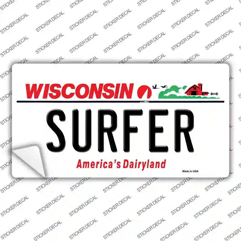 Surfer Wisconsin Novelty Sticker Decal