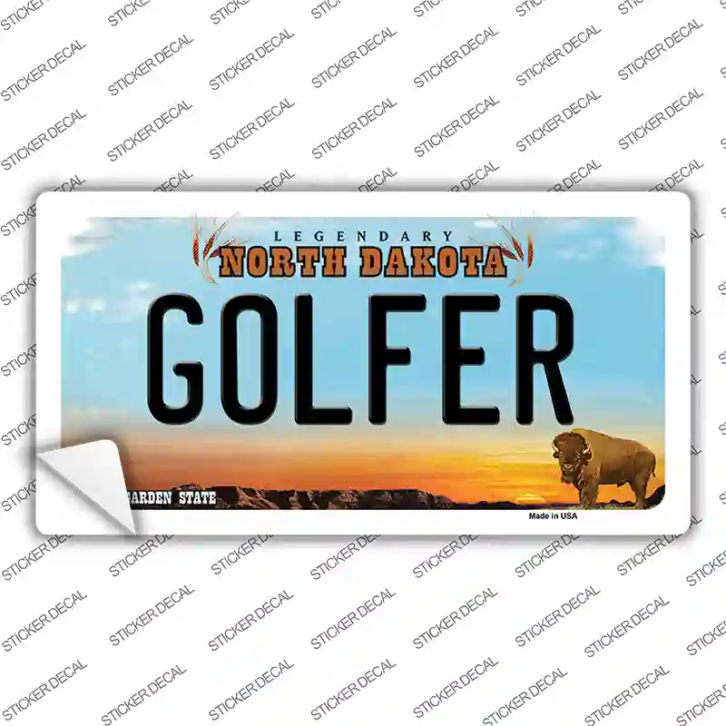 Golfer North Dakota Novelty Sticker Decal