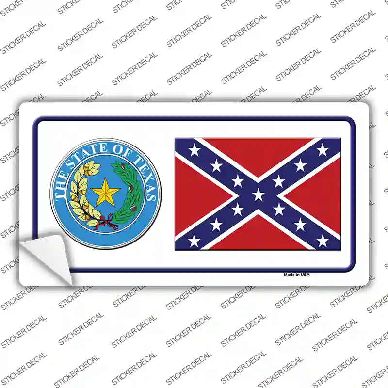 Confederate Flag Texas Seal Novelty Sticker Decal