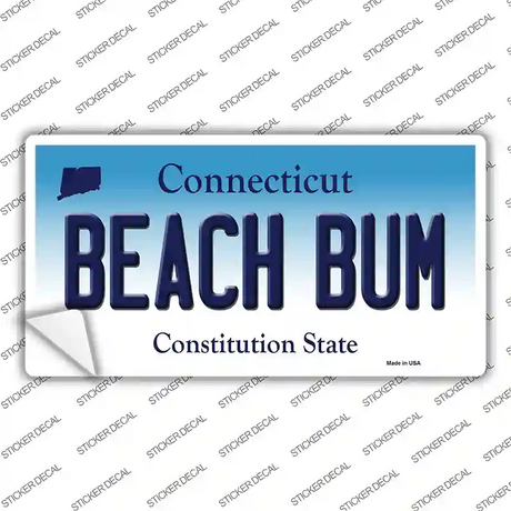 Beach Bum Connecticut Novelty Sticker Decal