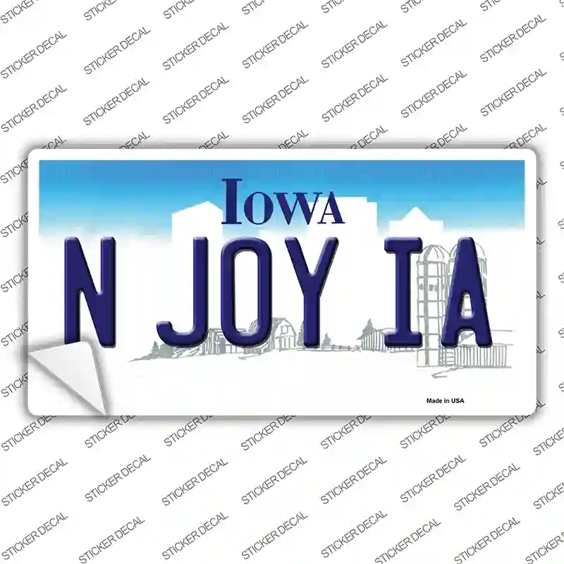 N Joy IA Iowa Novelty Sticker Decal