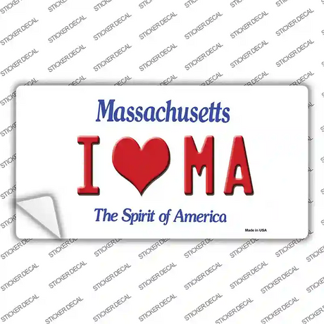 I Love Massachusetts Novelty Sticker Decal