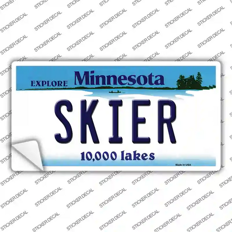 Skier Minnesota State Novelty Sticker Decal