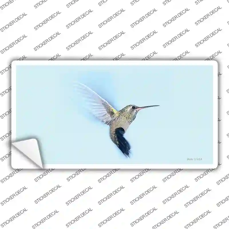 Hummingbird In Flight, Blue Novelty Sticker Decal