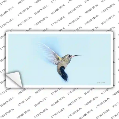 Hummingbird In Flight, Blue Novelty Sticker Decal