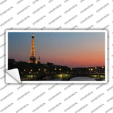 Eiffel Tower Night With River and Bridge Novelty Sticker Decal
