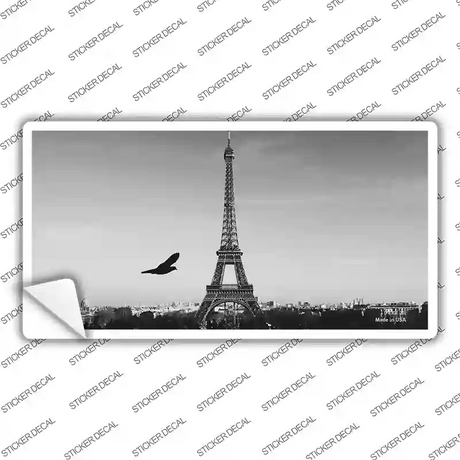 Eiffel Tower Black and White With Bird Novelty Sticker Decal