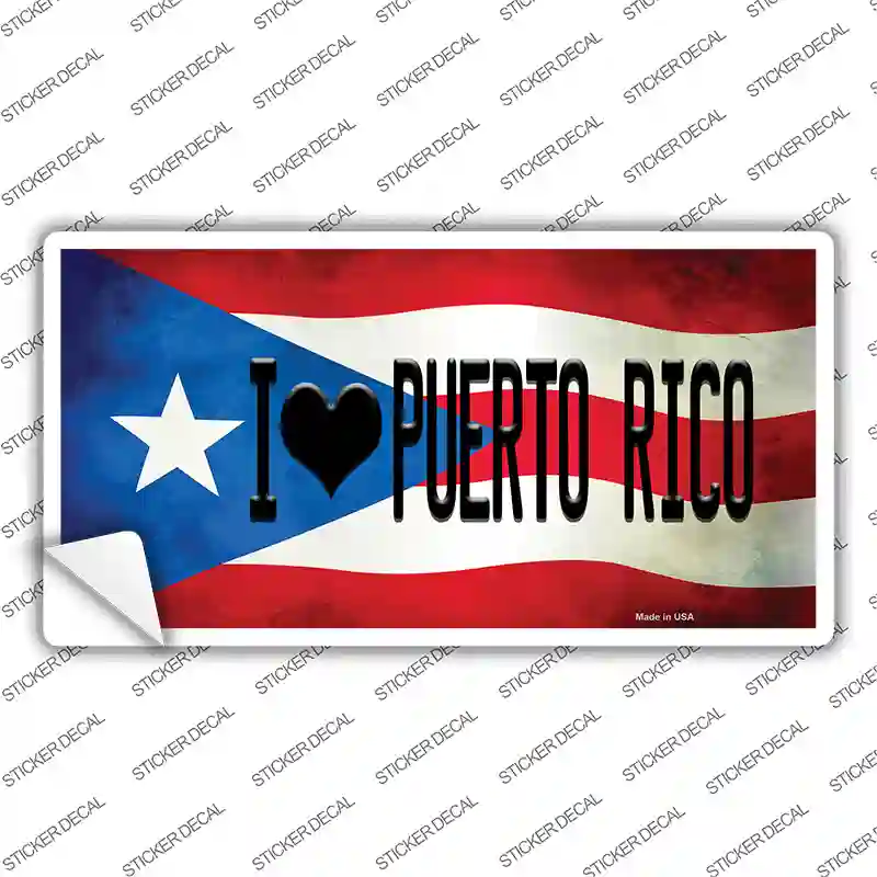 I Love Puerto Rico Flag Novelty Sticker Decal