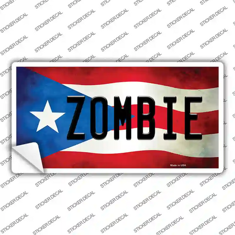 Zombie Puerto Rico Flag Novelty Sticker Decal