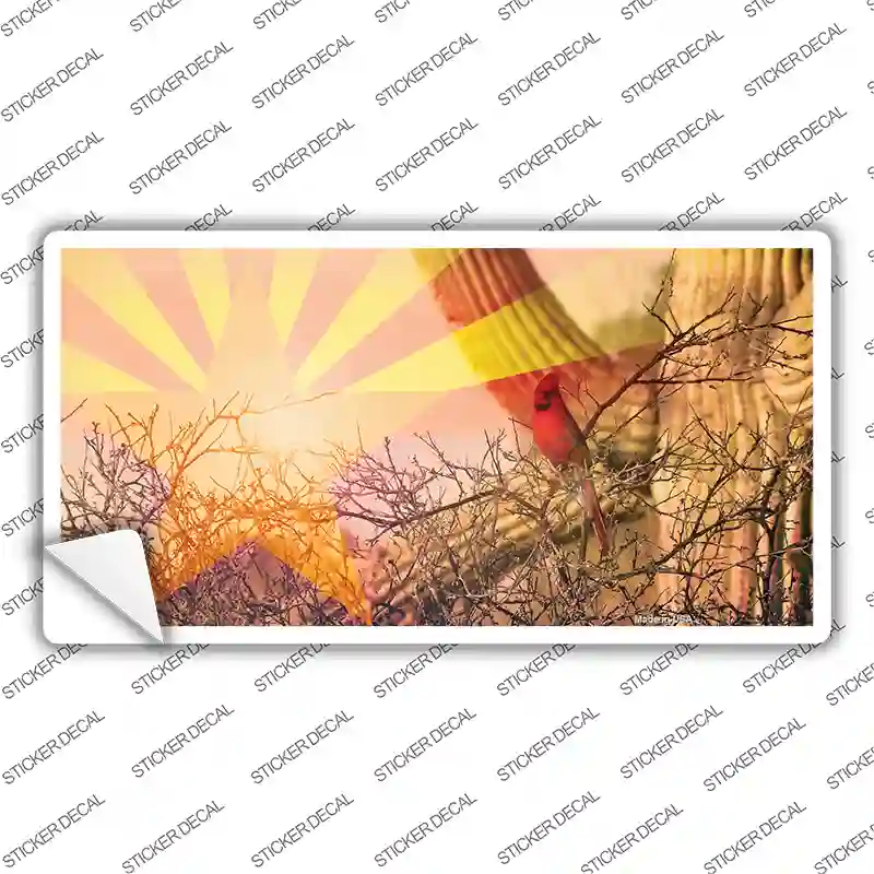 Arizona State Flag Overlay On Cardinal Novelty Sticker Decal