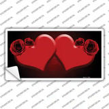 Hearts Over Roses In Red Novelty Sticker Decal