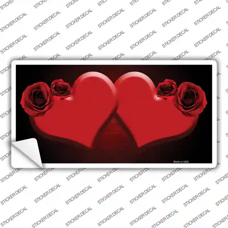Hearts Over Roses In Red Novelty Sticker Decal