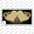Hearts Over Roses In Gold Novelty Sticker Decal