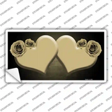 Hearts Over Roses In Gold Novelty Sticker Decal