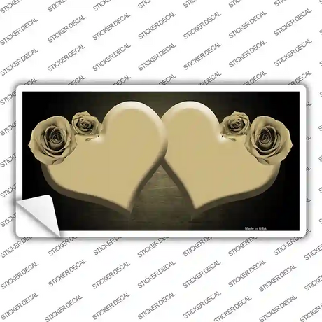 Hearts Over Roses In Gold Novelty Sticker Decal