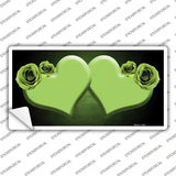 Hearts Over Roses In Lime Green Novelty Sticker Decal