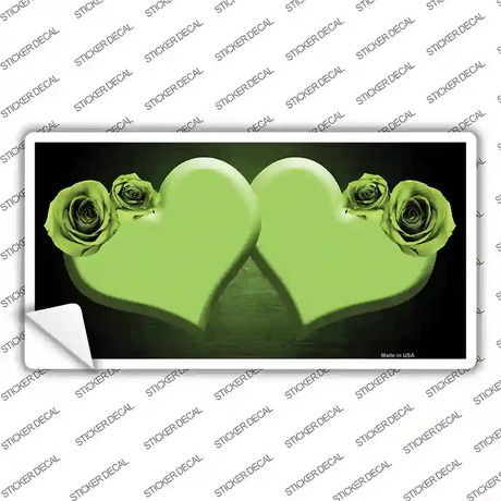 Hearts Over Roses In Lime Green Novelty Sticker Decal
