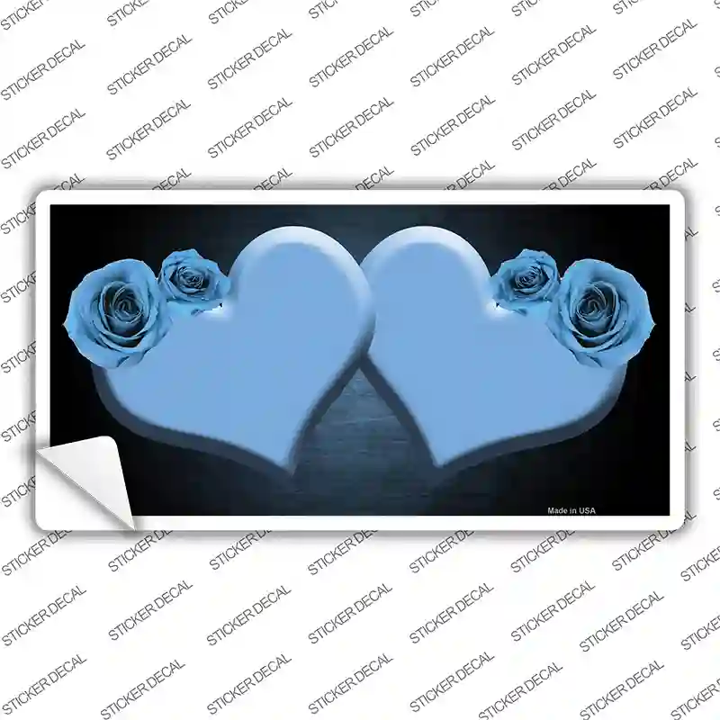 Hearts Over Roses In Light Blue Novelty Sticker Decal