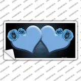 Hearts Over Roses In Light Blue Novelty Sticker Decal