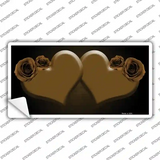 Hearts Over Roses In Brown Novelty Sticker Decal