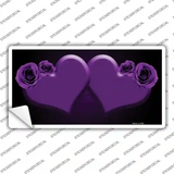 Hearts Over Roses In Purple Novelty Sticker Decal