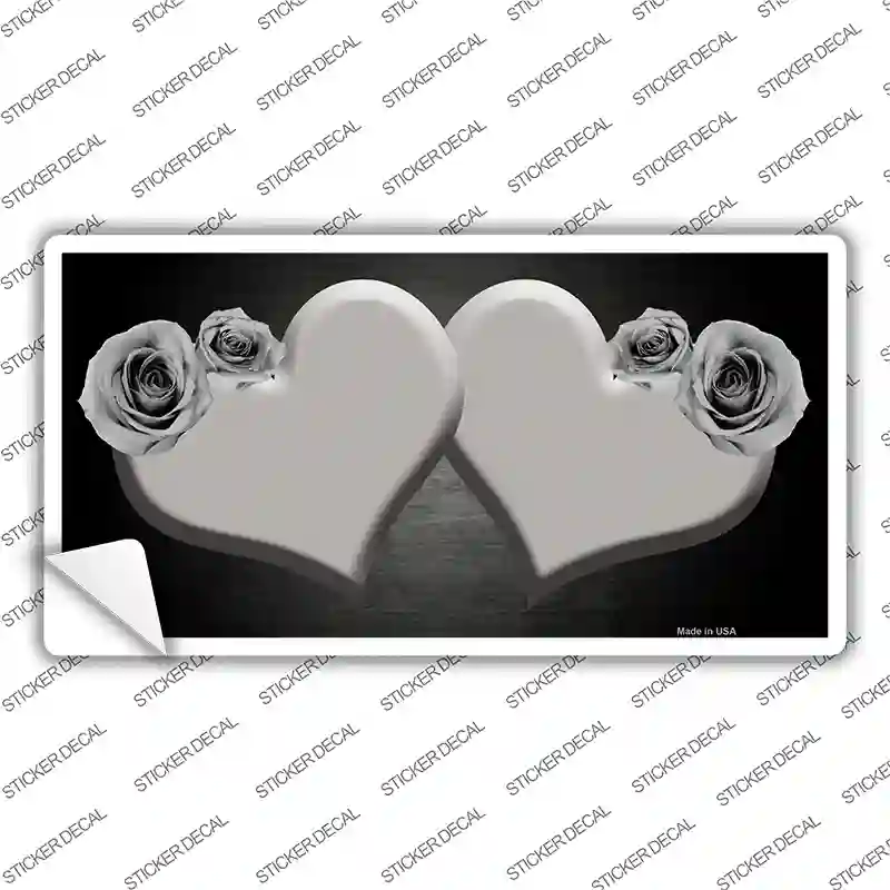 Hearts Over Roses In Gray Novelty Sticker Decal