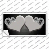 Hearts Over Roses In Gray Novelty Sticker Decal