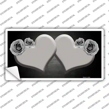 Hearts Over Roses In Gray Novelty Sticker Decal