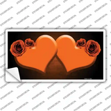 Hearts Over Roses In Orange Novelty Sticker Decal