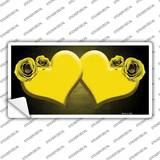 Hearts Over Roses In Yellow Novelty Sticker Decal