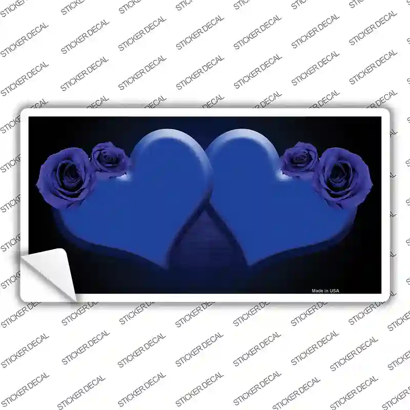 Hearts Over Roses In Blue Novelty Sticker Decal