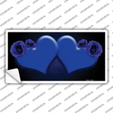 Hearts Over Roses In Blue Novelty Sticker Decal