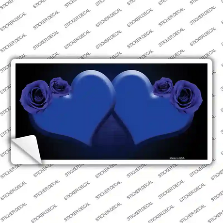 Hearts Over Roses In Blue Novelty Sticker Decal