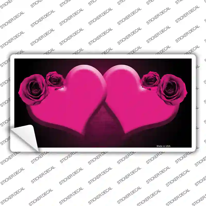 Hearts Over Roses In Pink Novelty Sticker Decal