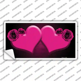 Hearts Over Roses In Pink Novelty Sticker Decal
