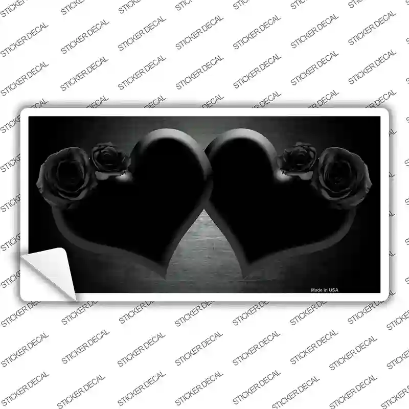 Hearts Over Roses In Black Novelty Sticker Decal