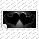 Hearts Over Roses In Black Novelty Sticker Decal