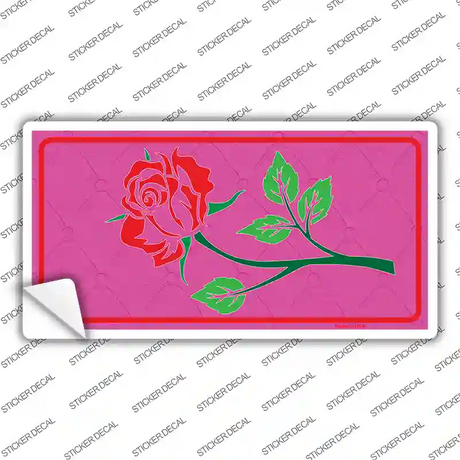 Illustrated Rose On Pink Chaise Lounge Novelty Sticker Decal