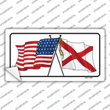 Alabama Crossed US Flag Novelty Sticker Decal