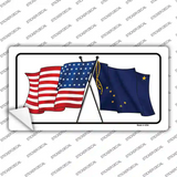 Alaska Crossed US Flag Novelty Sticker Decal