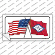 Arkansas Crossed US Flag Novelty Sticker Decal