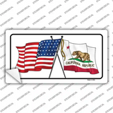 California Crossed US Flag Novelty Sticker Decal