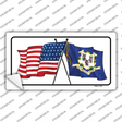 Connecticut Crossed US Flag Novelty Sticker Decal