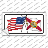 Florida Crossed US Flag Novelty Sticker Decal